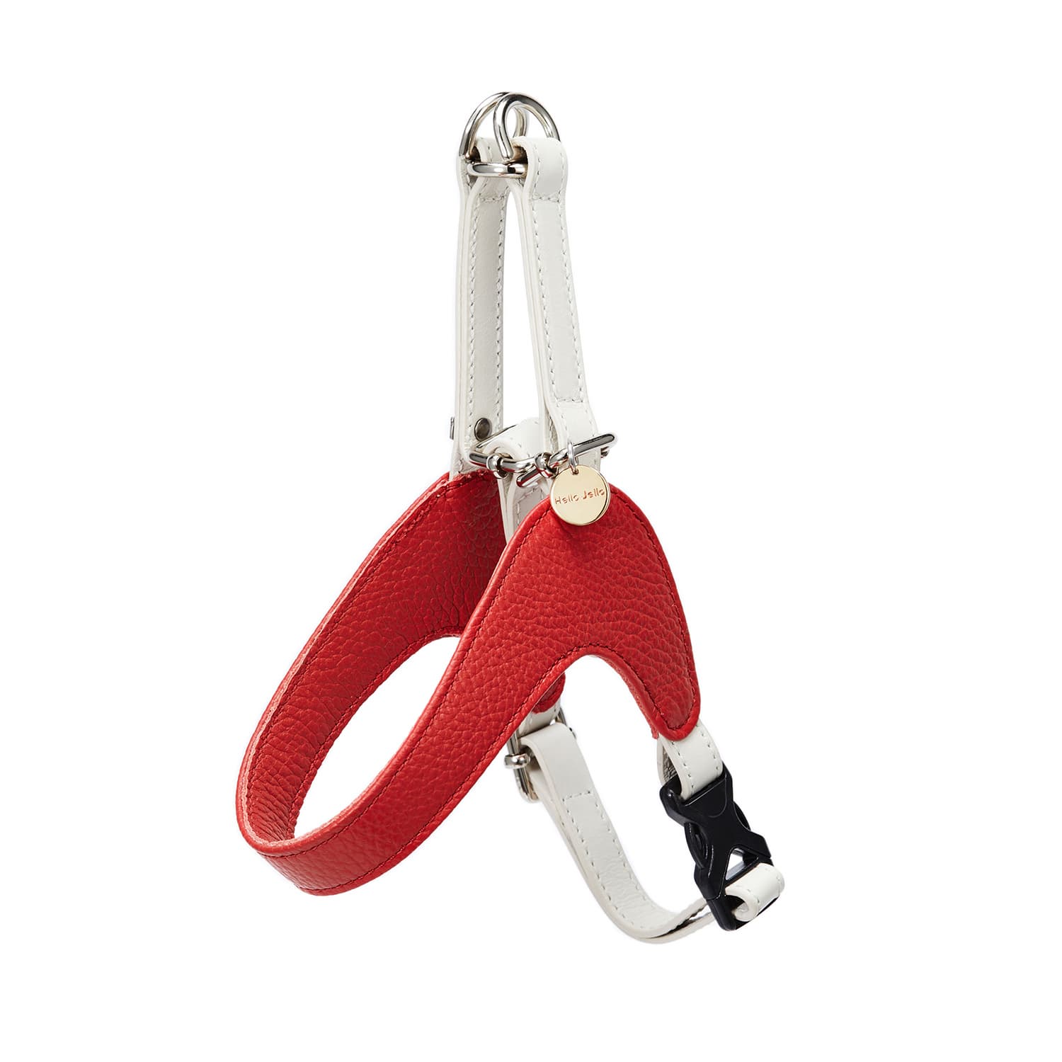 Dog Harness _Leather_ _ Red _ White